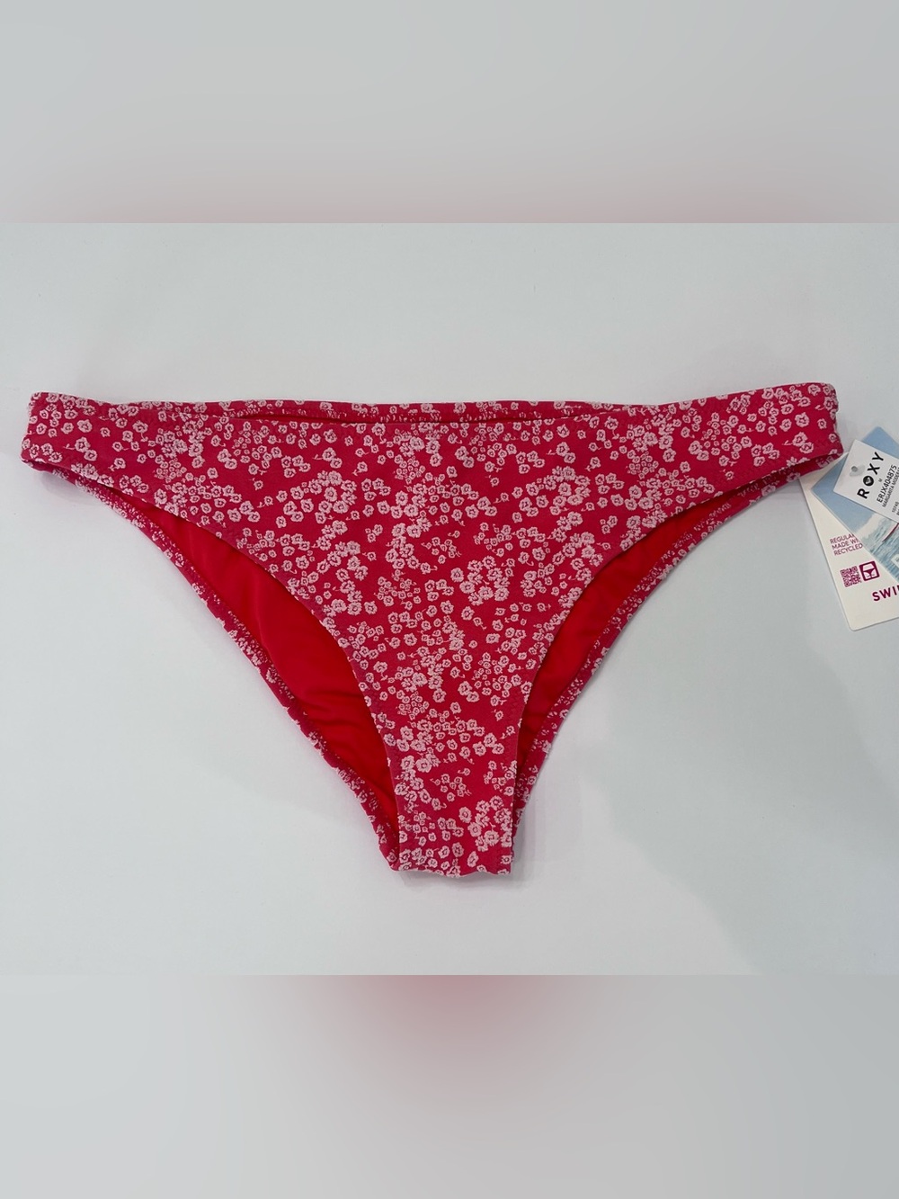 Roxy Swimsuit Red Floral Bikini Bottoms NWT
